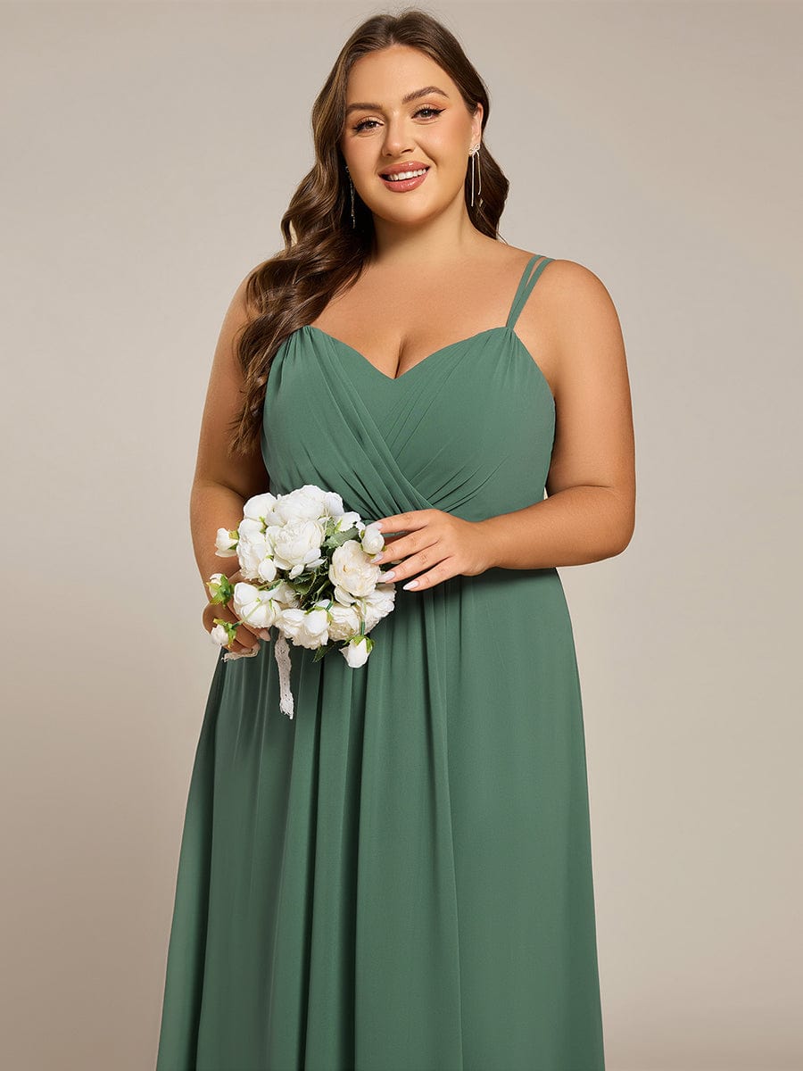 Plus Size Convertible Lace-Up Chiffon Bridesmaid Dress #color_Eucalyptus