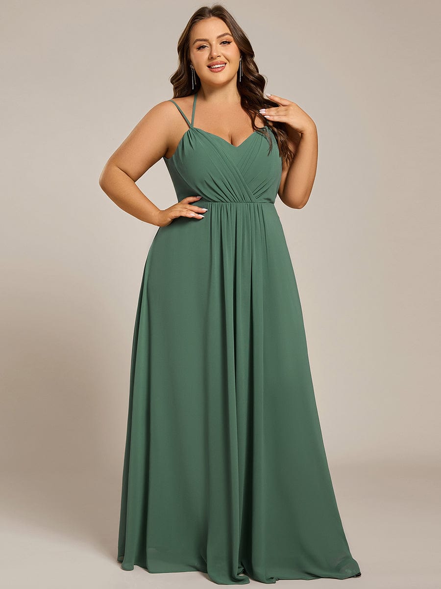 Plus Size Convertible Lace-Up Chiffon Bridesmaid Dress #color_Eucalyptus