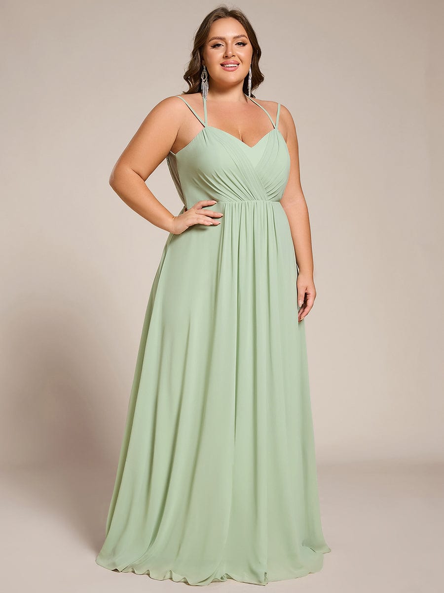 Plus Size Convertible Lace-Up Chiffon Bridesmaid Dress #color_Mint Green