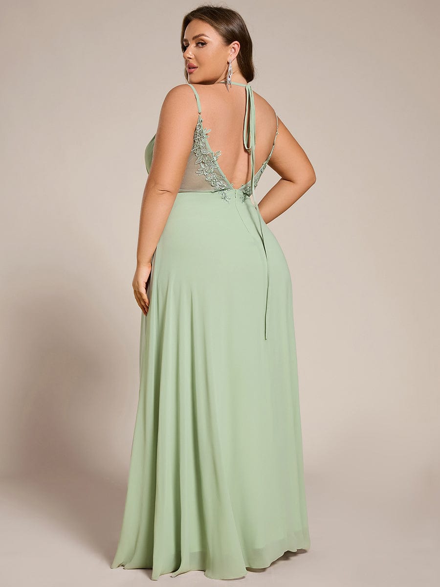 Plus Size Convertible Lace-Up Chiffon Bridesmaid Dress #color_Mint Green