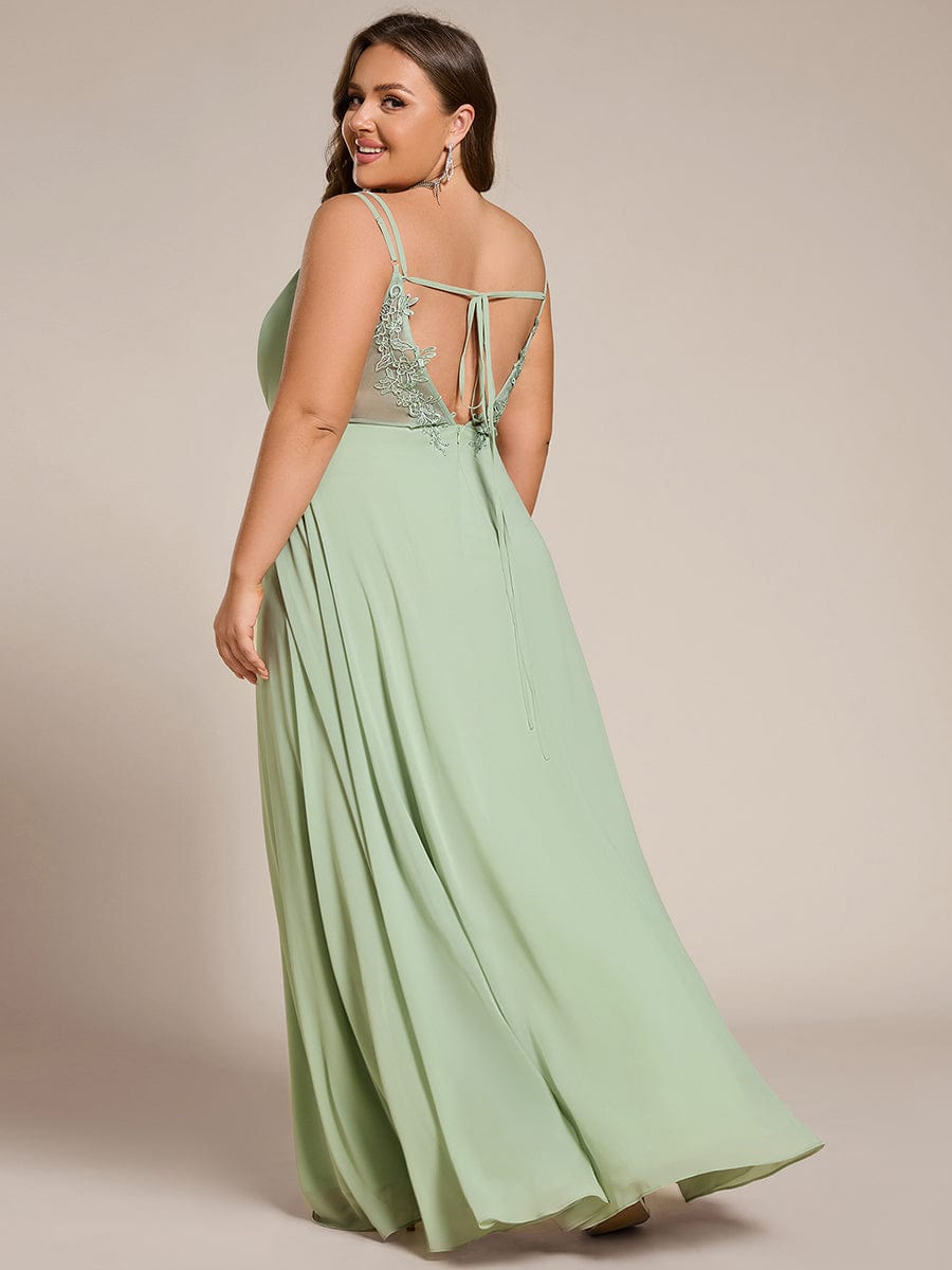 Plus Size Convertible Lace-Up Chiffon Bridesmaid Dress #color_Mint Green