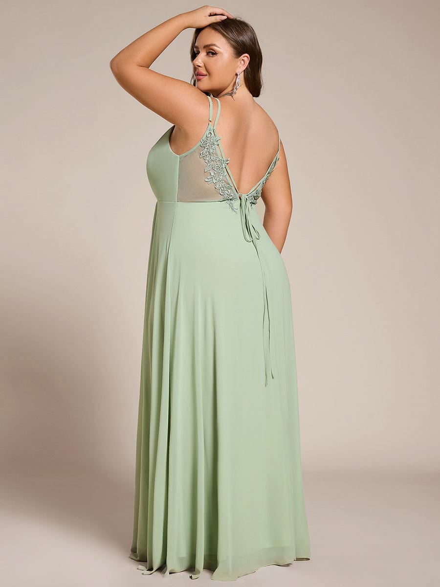 Plus Size Convertible Lace-Up Chiffon Bridesmaid Dress #color_Mint Green