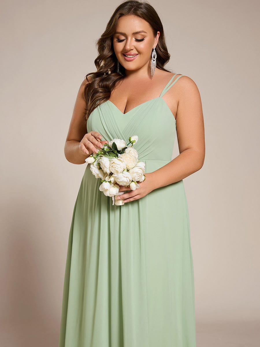 Plus Size Convertible Lace-Up Chiffon Bridesmaid Dress #color_Mint Green