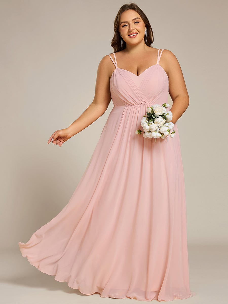 Plus Size Convertible Lace-Up Chiffon Bridesmaid Dress #color_Pink