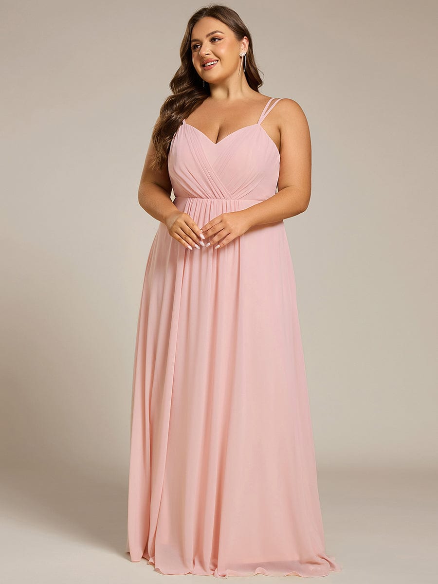 Plus Size Convertible Lace-Up Chiffon Bridesmaid Dress #color_Pink