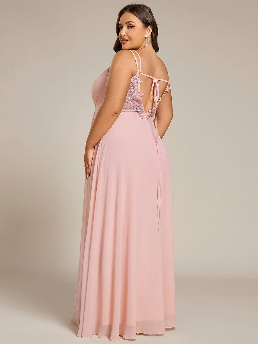 Plus Size Convertible Lace-Up Chiffon Bridesmaid Dress #color_Pink