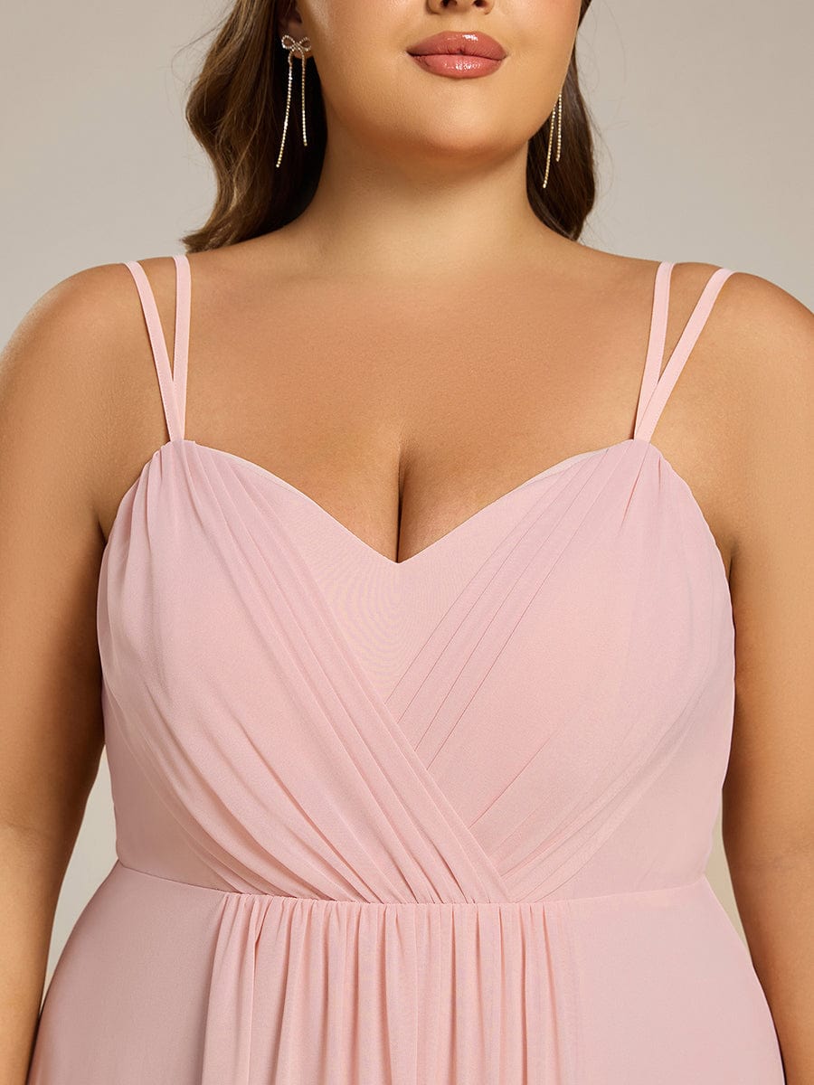 Plus Size Convertible Lace-Up Chiffon Bridesmaid Dress #color_Pink