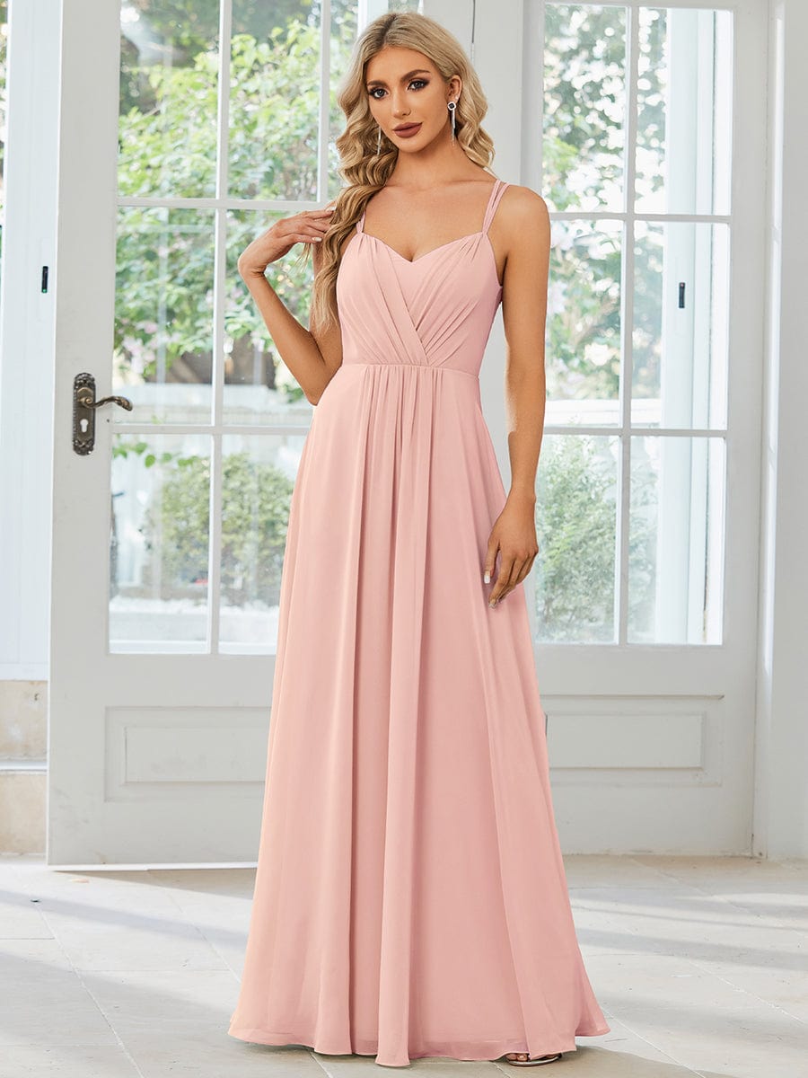 Plus Size Convertible Lace-Up Chiffon Bridesmaid Dress #color_Pink