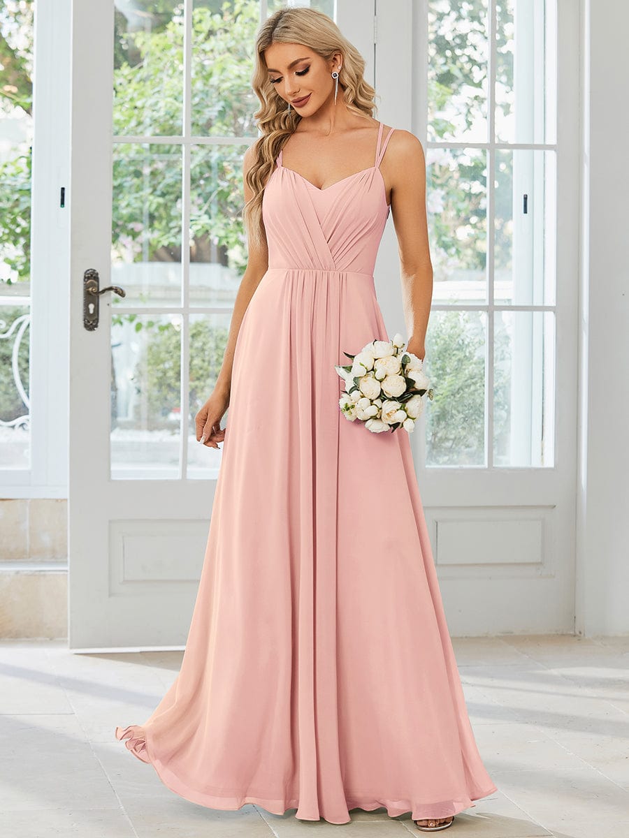 Plus Size Convertible Lace-Up Chiffon Bridesmaid Dress #color_Pink