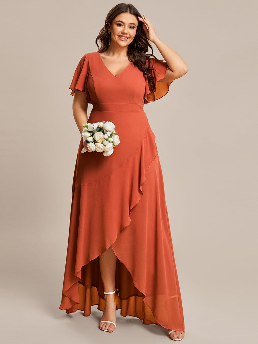 Burnt Orange Bridesmaid Gowns #style_ES01749BO