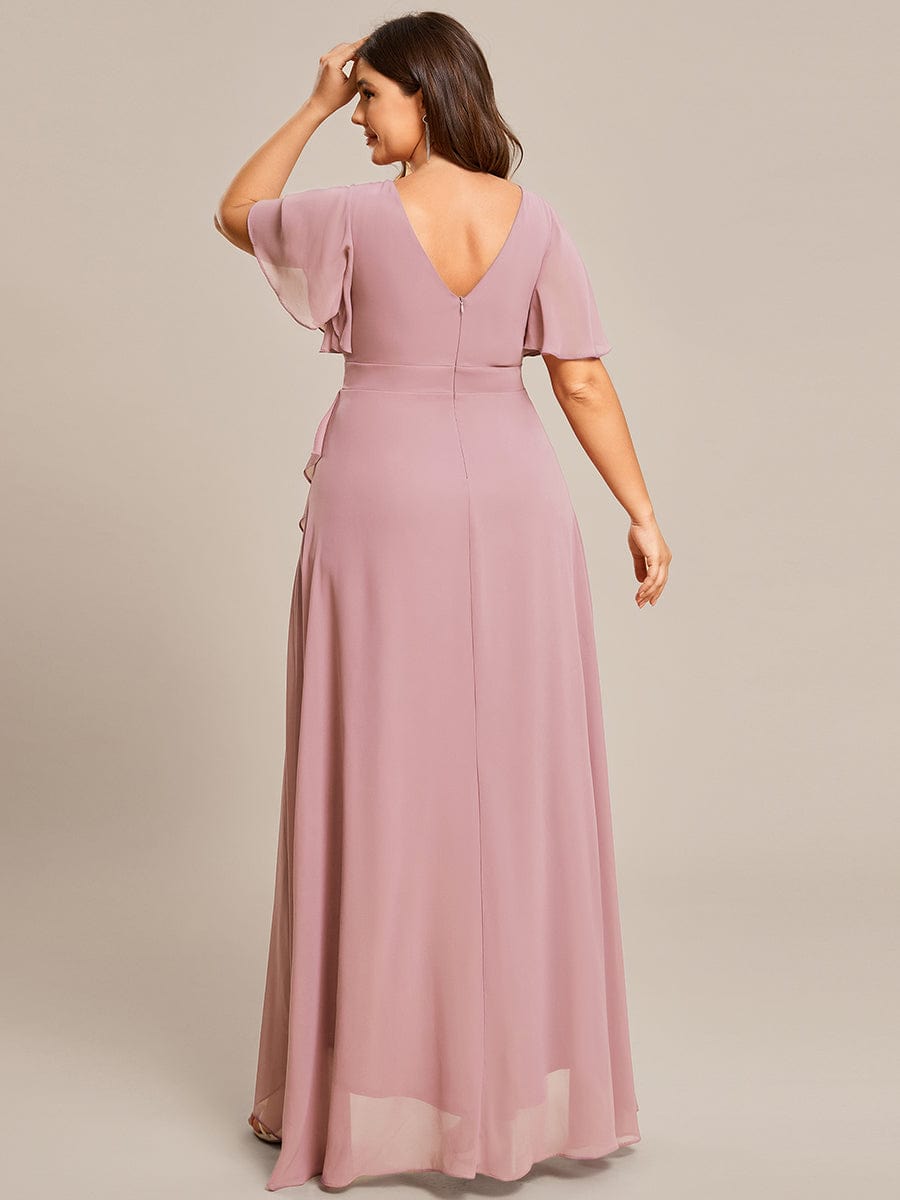 Charming Chiffon Bridesmaid Dress with Lotus Leaf Hemline #color_Dusty Rose