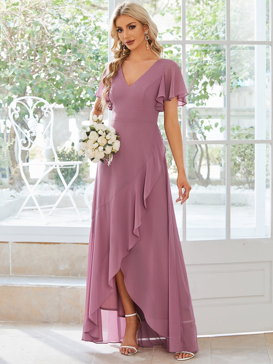 ever OREE|Charming Chiffon Bridesmaid Dress with Lotus Leaf Hemline