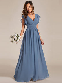 Dusty Blue and Navy Bridesmaid Gowns#style_ES01819DN