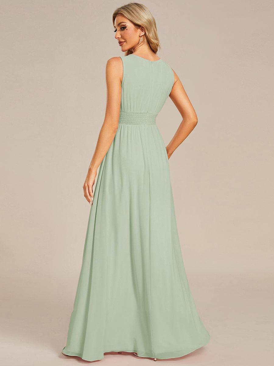 Simple Sleeveless A-line Chiffon Bridesmaid Dress with Hollow Out Detail #color_Mint Green