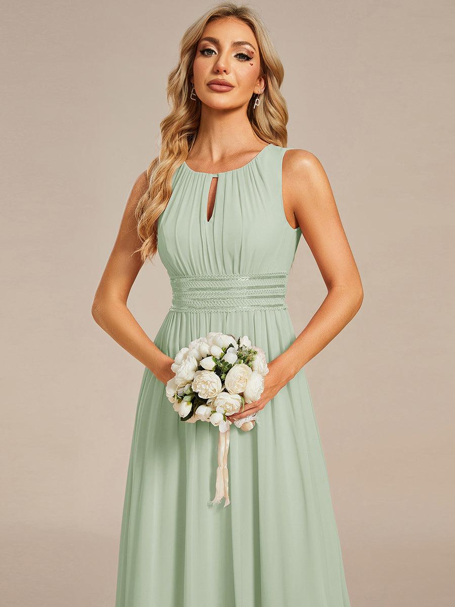 Simple Sleeveless A-line Chiffon Bridesmaid Dress with Hollow Out Detail #color_Mint Green