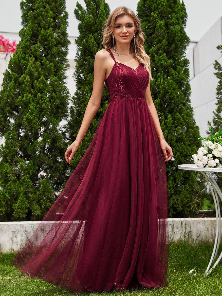 Cross Back Straps A Line Paillette Tulle Bridesmaid Dress Ever Pretty US