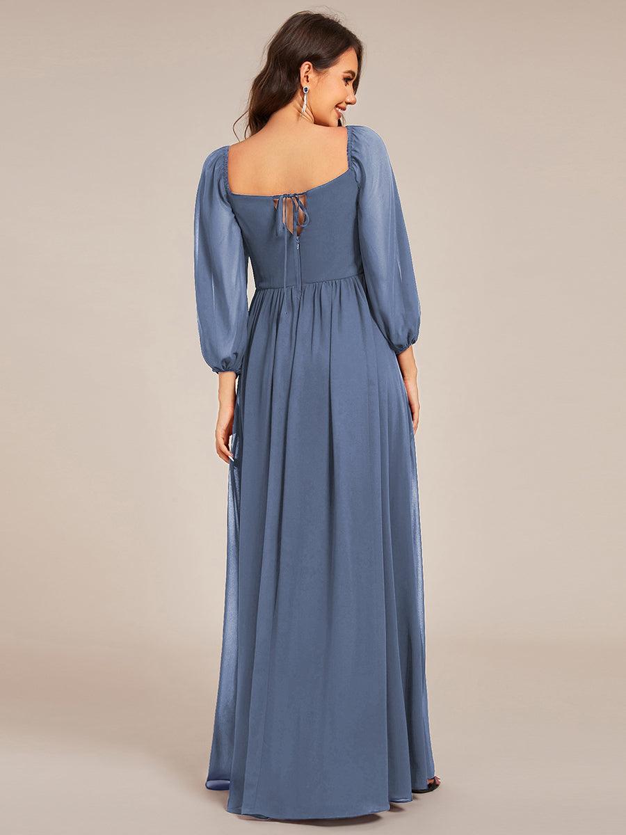 Sweetheart Neckline 3/4 Sleeve Chiffon Bridesmaid Dress #color_Dusty Blue