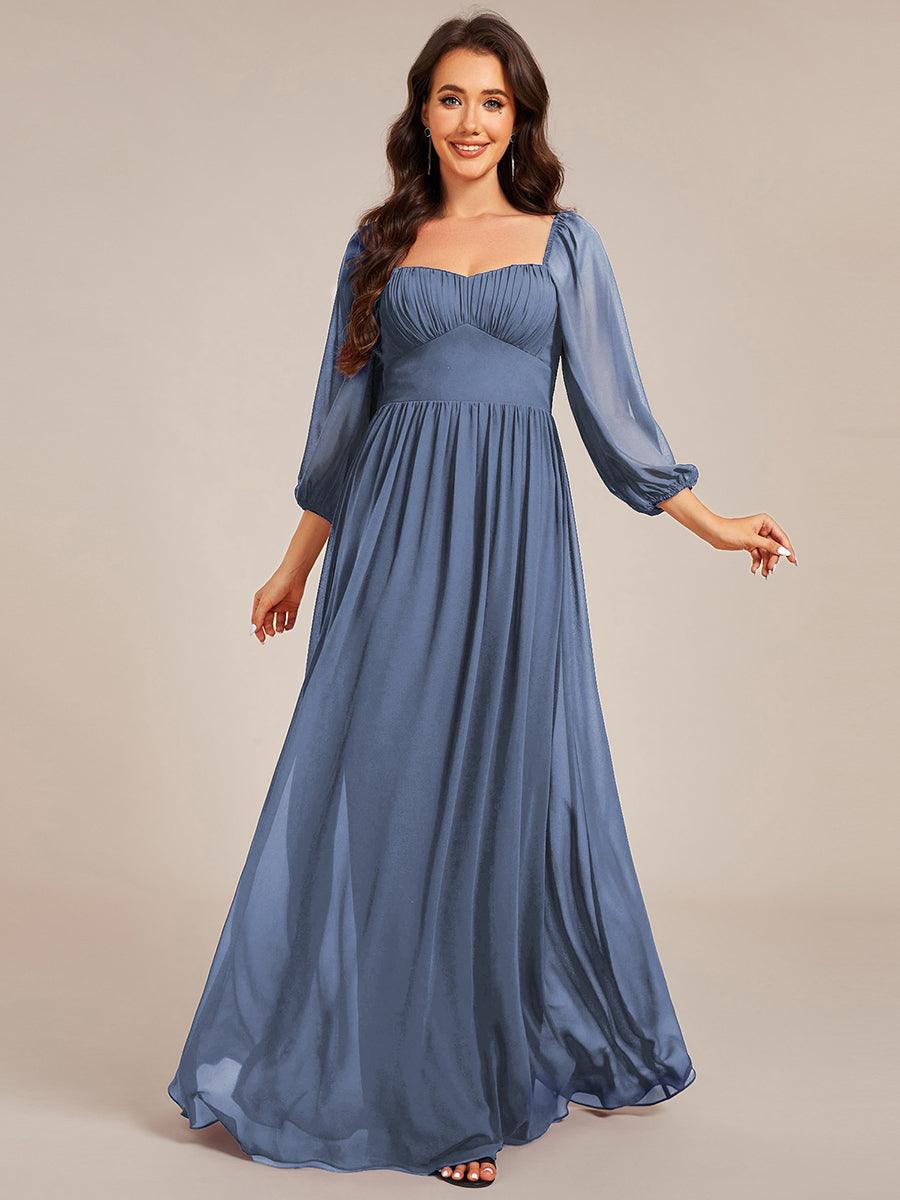 Sweetheart Neckline 3/4 Sleeve Chiffon Bridesmaid Dress #color_Dusty Blue