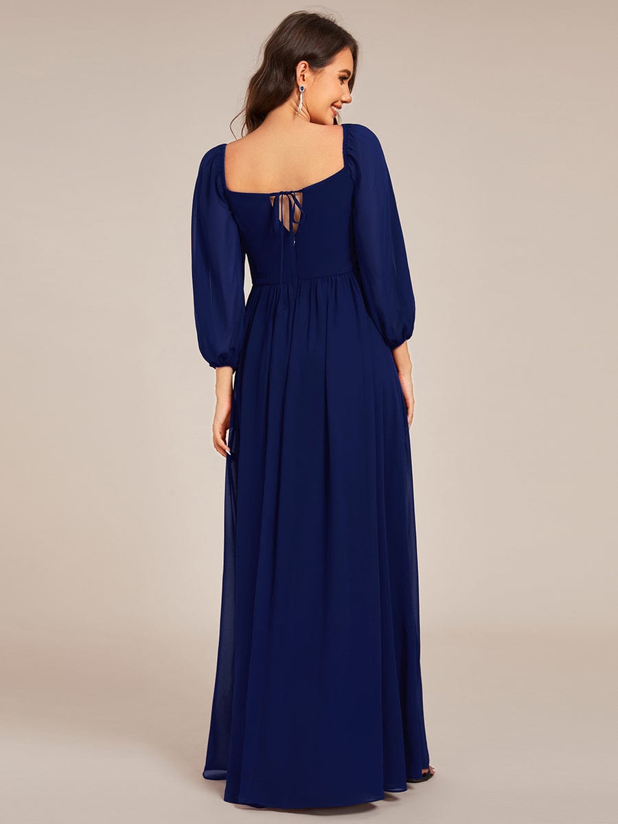 Sweetheart Neckline 3/4 Sleeve Chiffon Bridesmaid Dress #color_Navy Blue