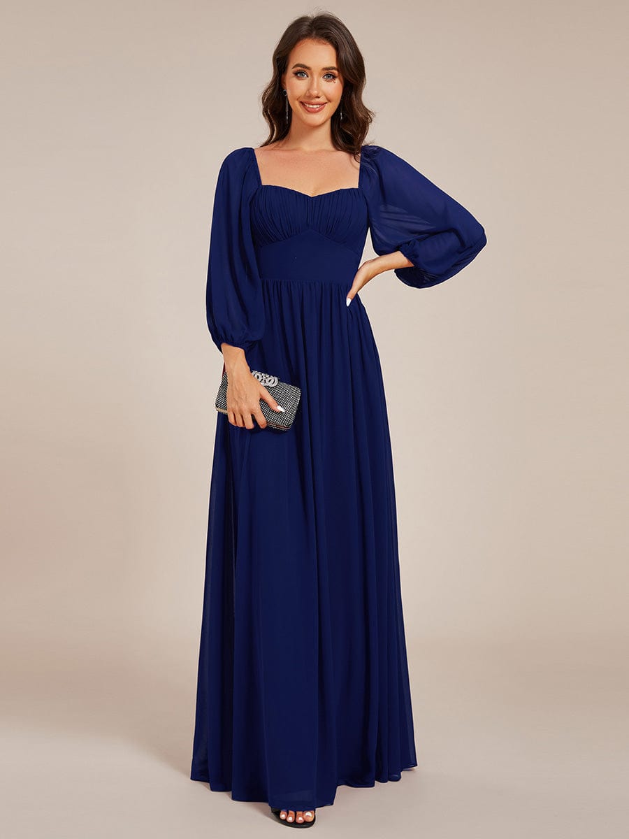 Sweetheart Neckline 3/4 Sleeve Chiffon Bridesmaid Dress #color_Navy Blue