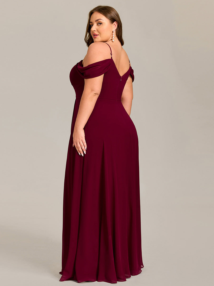 Sleeveless V-Neck Pleated A-Line Floor-Length Dress | Bridesmaid Dresses #color_Burgundy