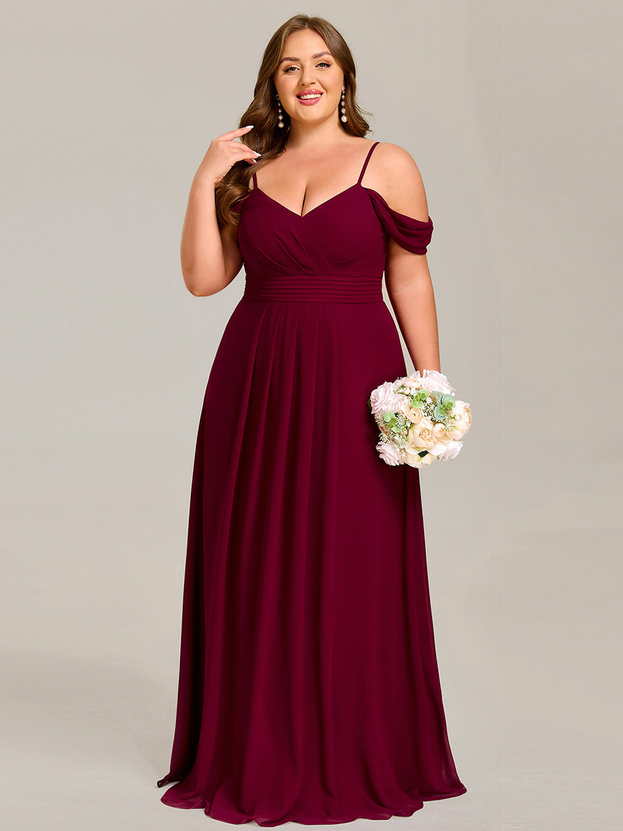 Sleeveless V-Neck Pleated A-Line Floor-Length Dress | Bridesmaid Dresses #color_Burgundy