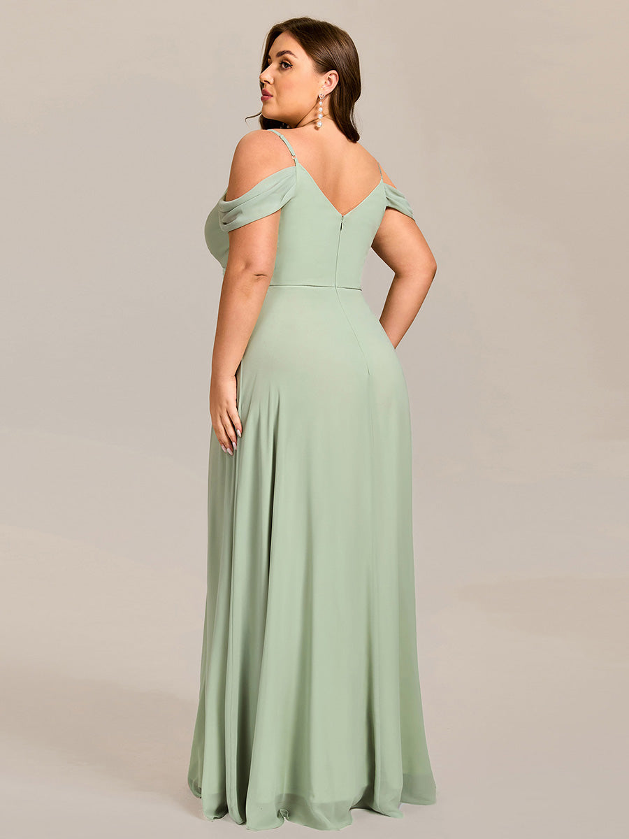 Sleeveless V-Neck Pleated A-Line Floor-Length Dress | Bridesmaid Dresses #color_Mint Green