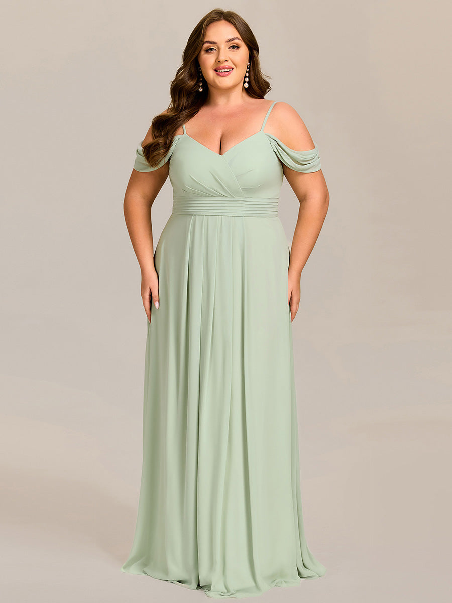 Sleeveless V-Neck Pleated A-Line Floor-Length Dress | Bridesmaid Dresses #color_Mint Green