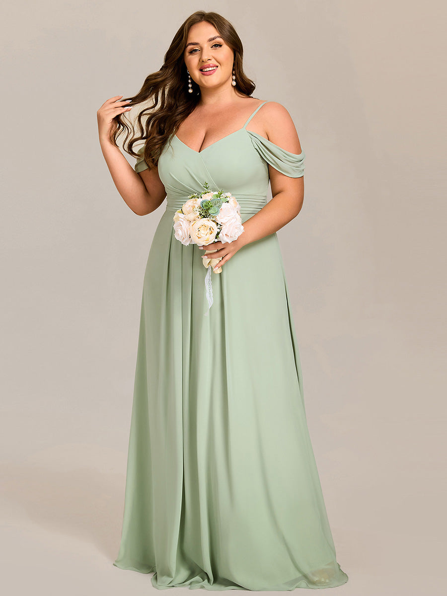 Sleeveless V-Neck Pleated A-Line Floor-Length Dress | Bridesmaid Dresses #color_Mint Green