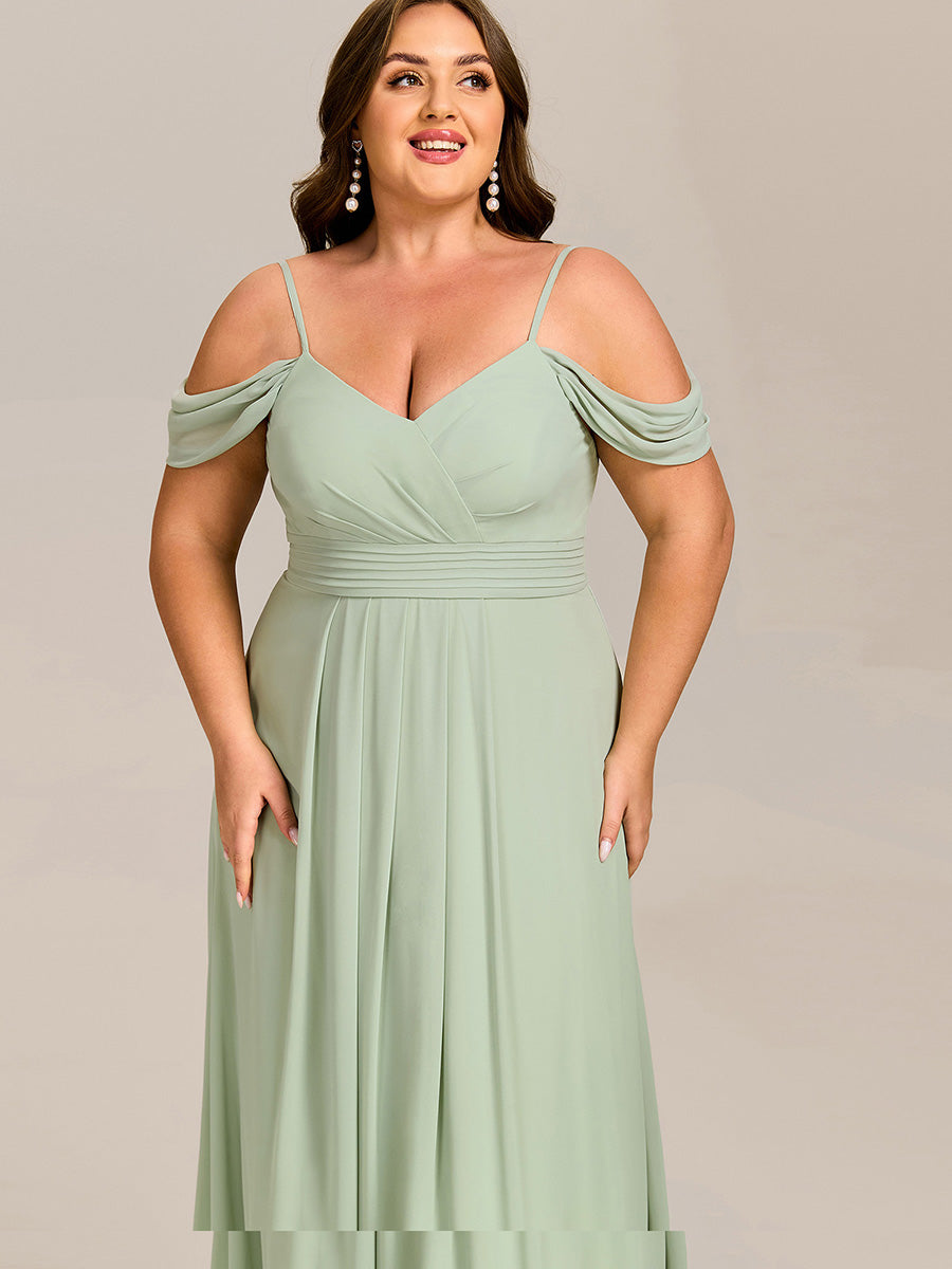 Sleeveless V-Neck Pleated A-Line Floor-Length Dress | Bridesmaid Dresses #color_Mint Green