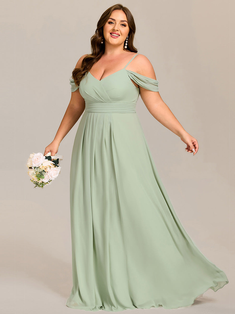 Sleeveless V-Neck Pleated A-Line Floor-Length Dress | Bridesmaid Dresses #color_Mint Green