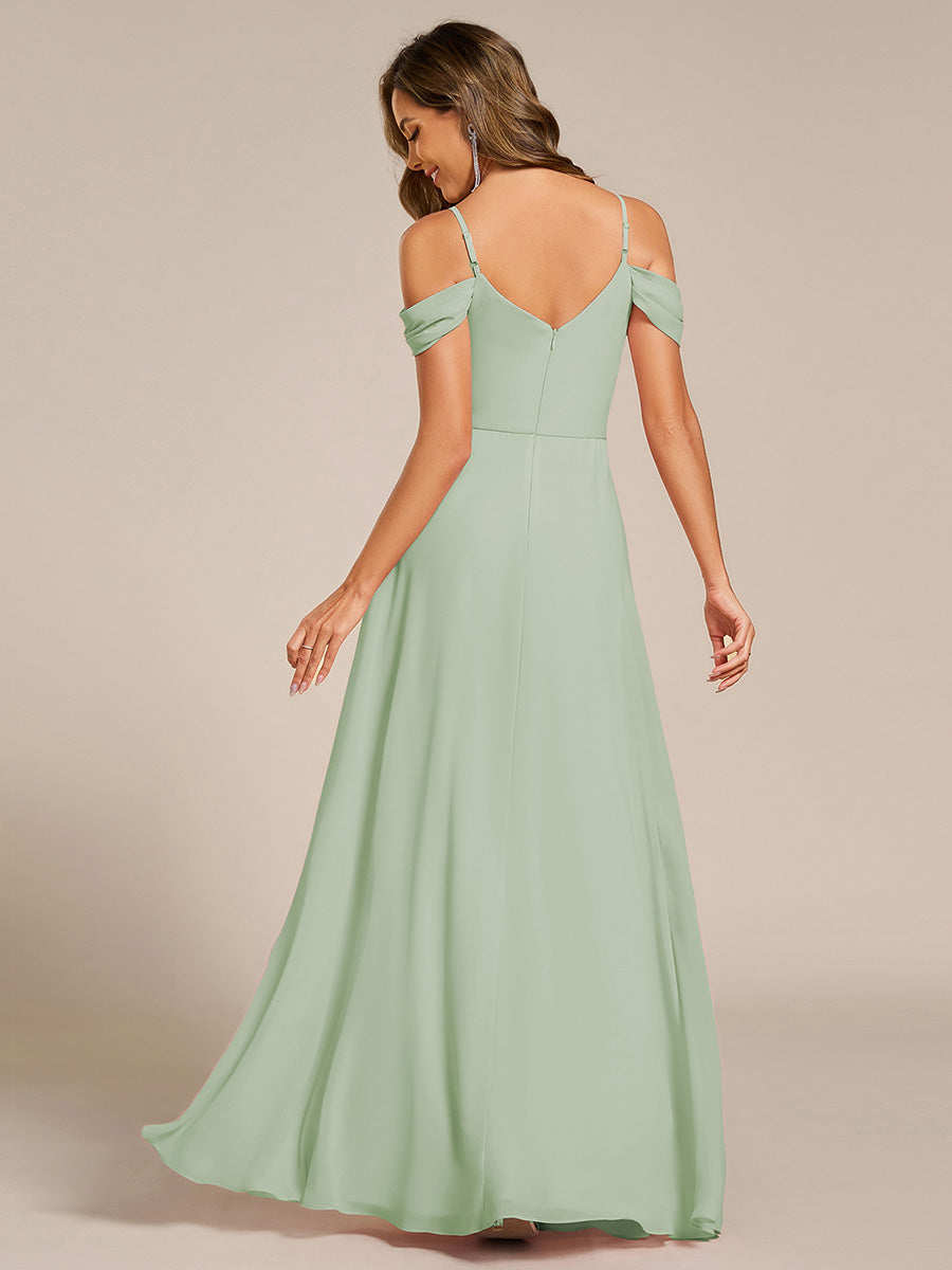 Sleeveless V-Neck Pleated A-Line Floor-Length Dress | Bridesmaid Dresses #color_Mint Green