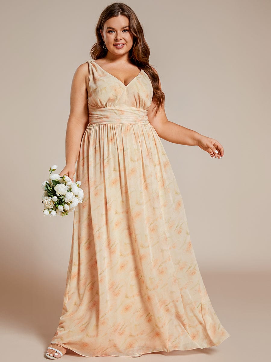 Chiffon Empire Waist Sleeveless Pleated Bridesmaid Dress #color_Golden Roses