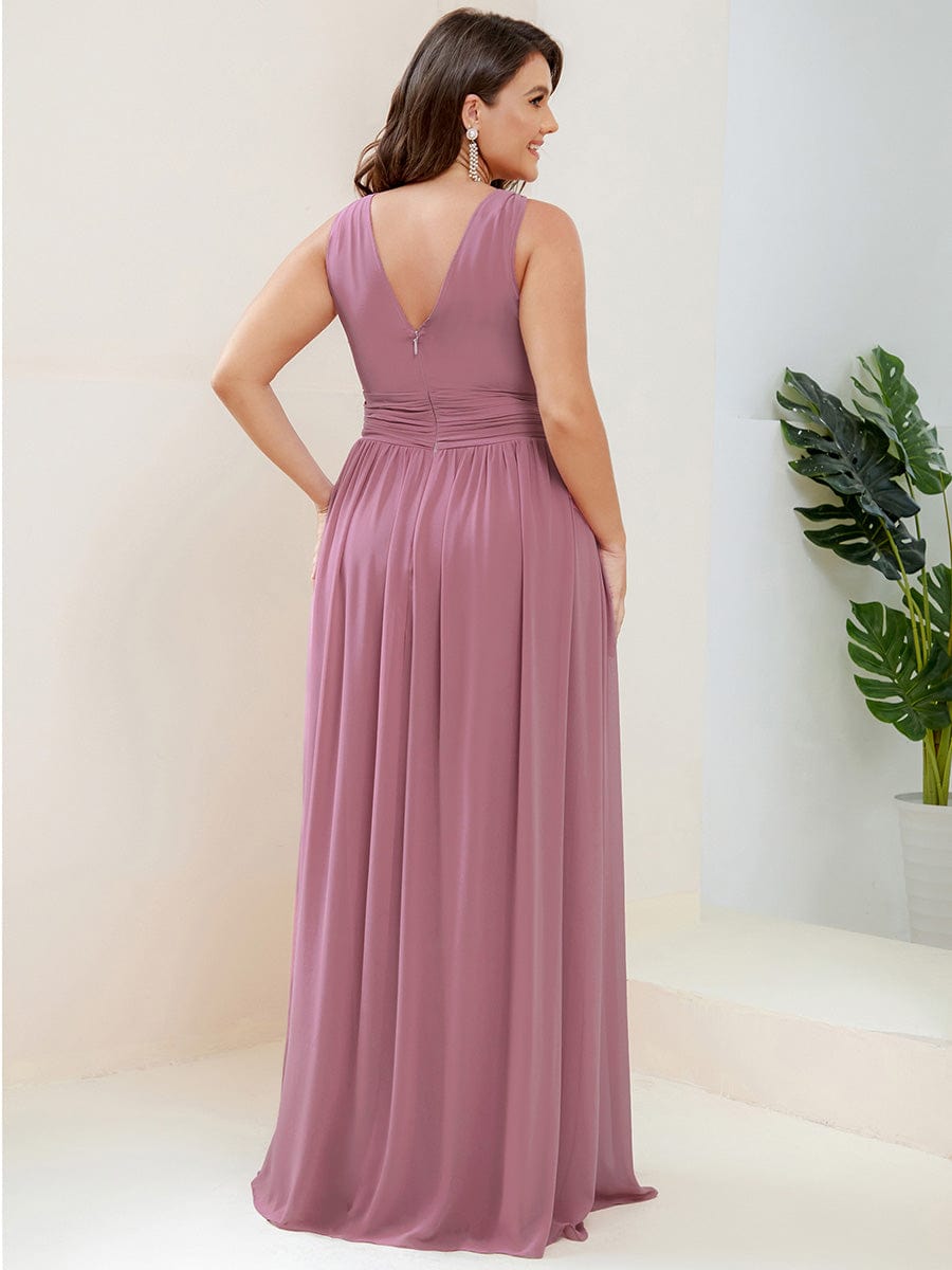 Chiffon Empire Waist Sleeveless Pleated Bridesmaid Dress #color_Purple Orchid