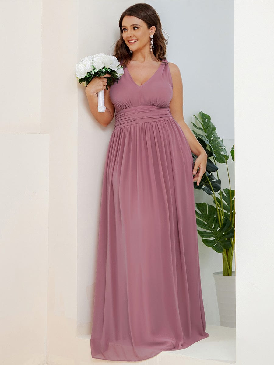 Chiffon Empire Waist Sleeveless Pleated Bridesmaid Dress #color_Purple Orchid