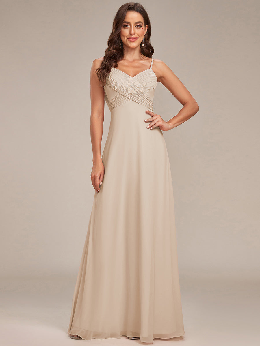 Criss-Cross V-Neck Chiffon Backless A-Line Bridesmaid Dress #color_Blush