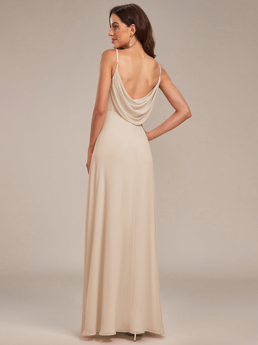 Criss-Cross V-Neck Chiffon Backless A-Line Bridesmaid Dress #color_Blush