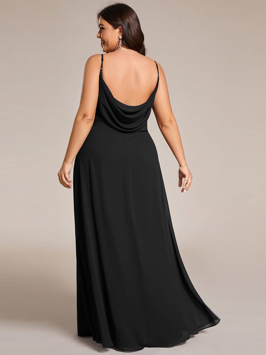 Criss-Cross V-Neck Chiffon Backless A-Line Bridesmaid Dress #color_Black