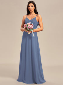 Dusty Blue and Navy Bridesmaid Gowns#style_ES80026DN