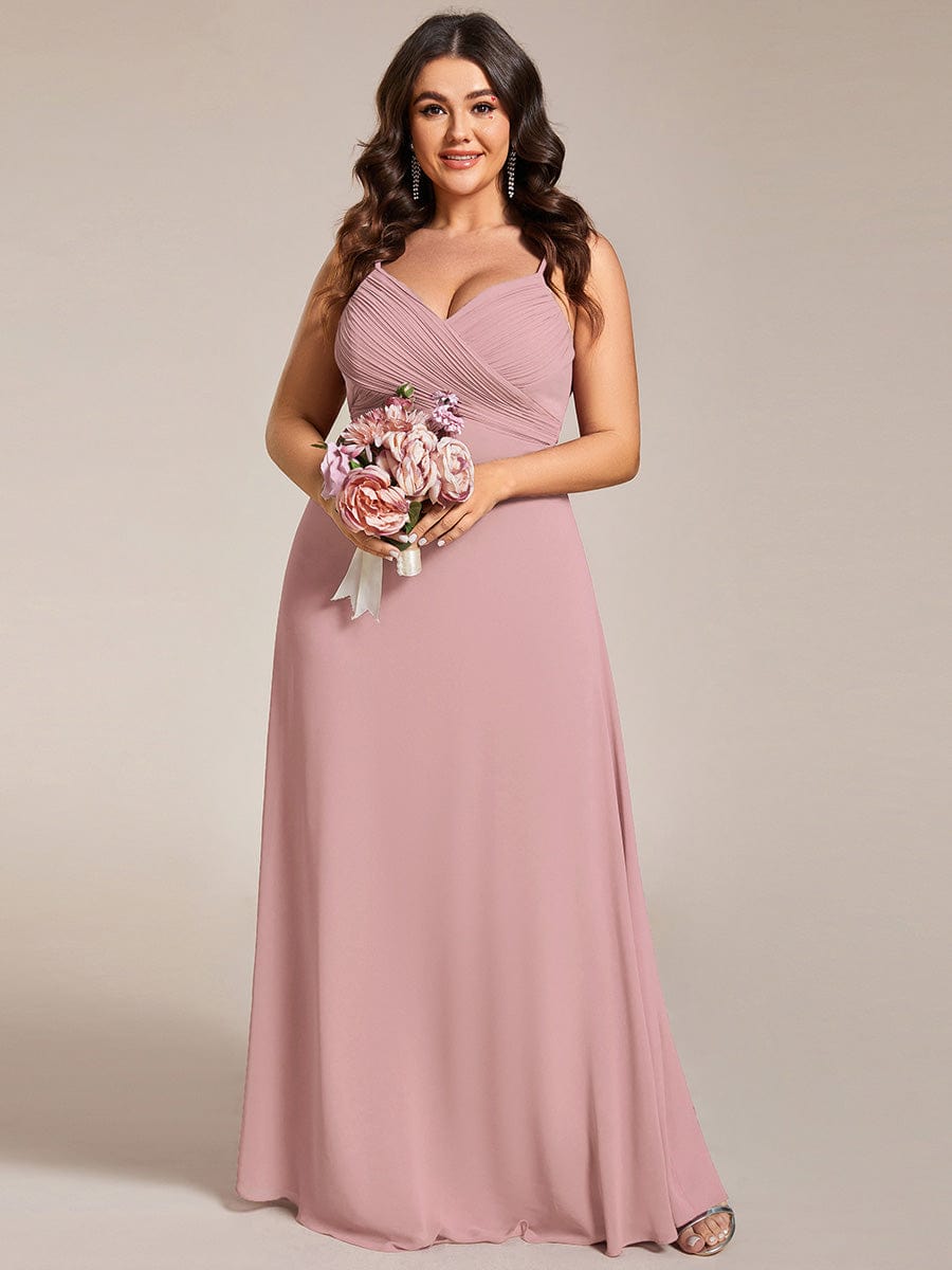 Criss-Cross V-Neck Chiffon Backless A-Line Bridesmaid Dress #color_Dusty Rose