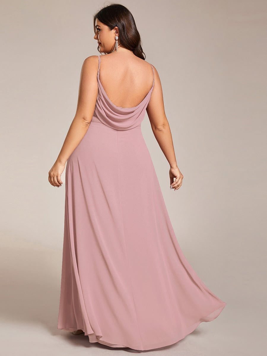 Criss-Cross V-Neck Chiffon Backless A-Line Bridesmaid Dress #color_Dusty Rose