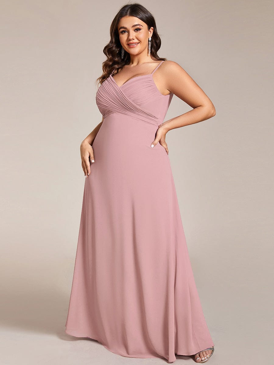 Criss-Cross V-Neck Chiffon Backless A-Line Bridesmaid Dress #color_Dusty Rose