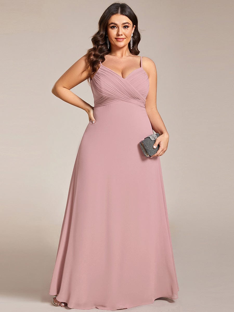 Criss-Cross V-Neck Chiffon Backless A-Line Bridesmaid Dress #color_Dusty Rose