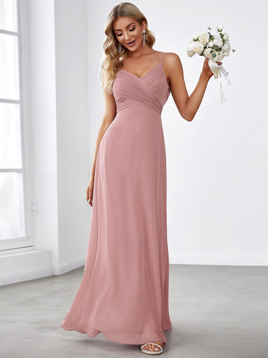 Criss-Cross V-Neck Chiffon Backless A-Line Bridesmaid Dress #color_Dusty Rose