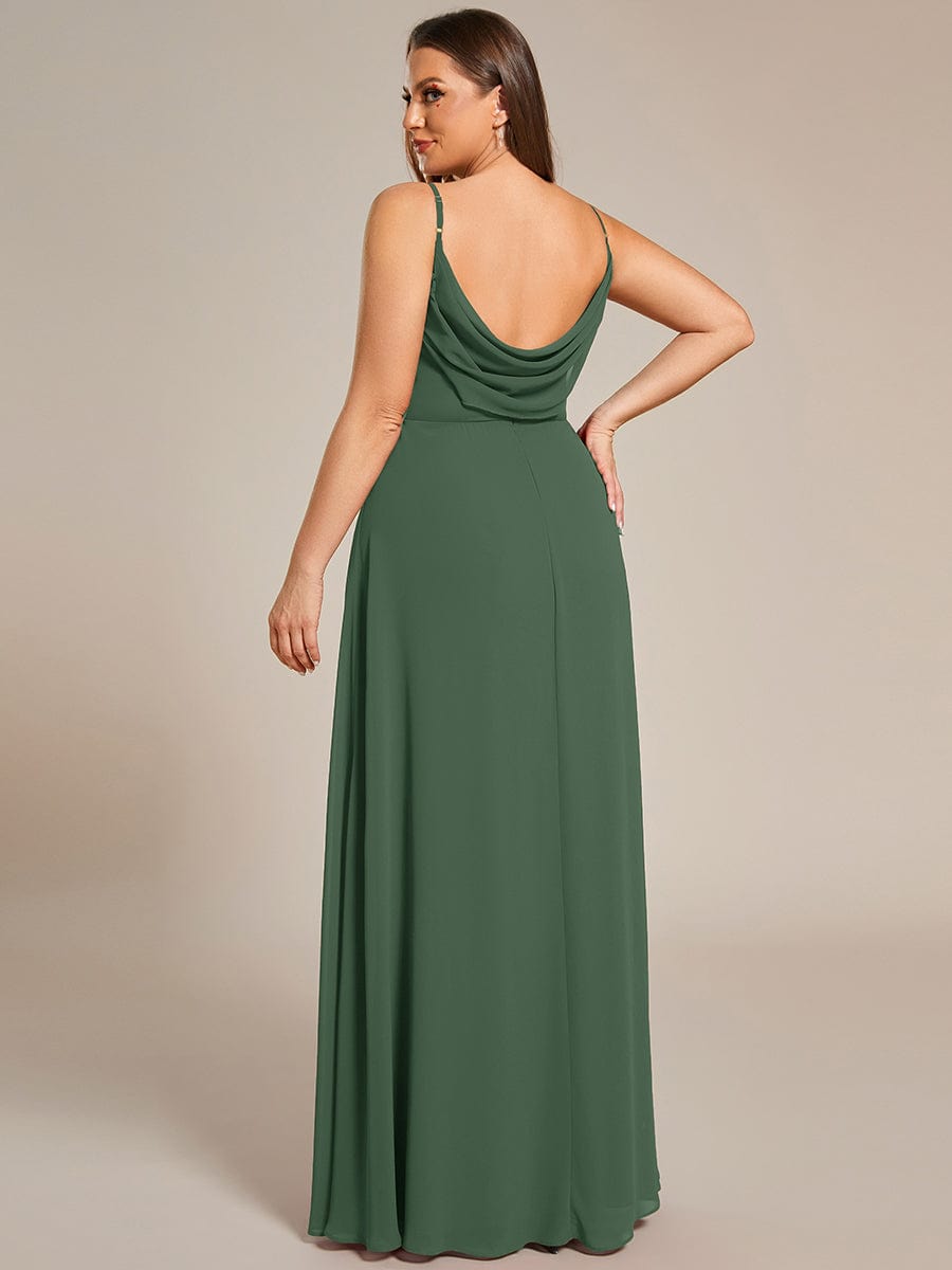 Criss-Cross V-Neck Chiffon Backless A-Line Bridesmaid Dress #color_Eucalyptus