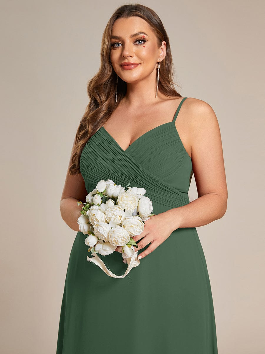 Plus Size Draped Back Criss-Cross Chiffon A-Line Dress #color_Eucalyptus