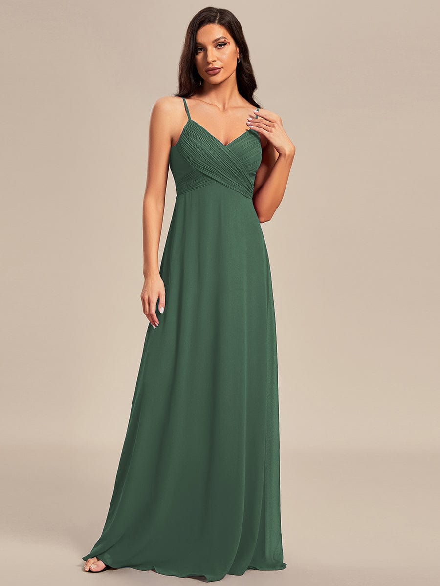 Criss-Cross V-Neck Chiffon Backless A-Line Bridesmaid Dress #color_Eucalyptus