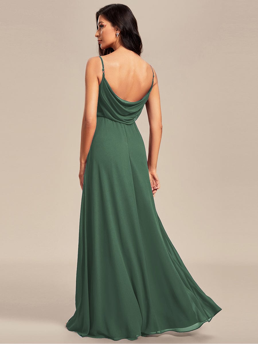 Criss-Cross V-Neck Chiffon Backless A-Line Bridesmaid Dress #color_Eucalyptus