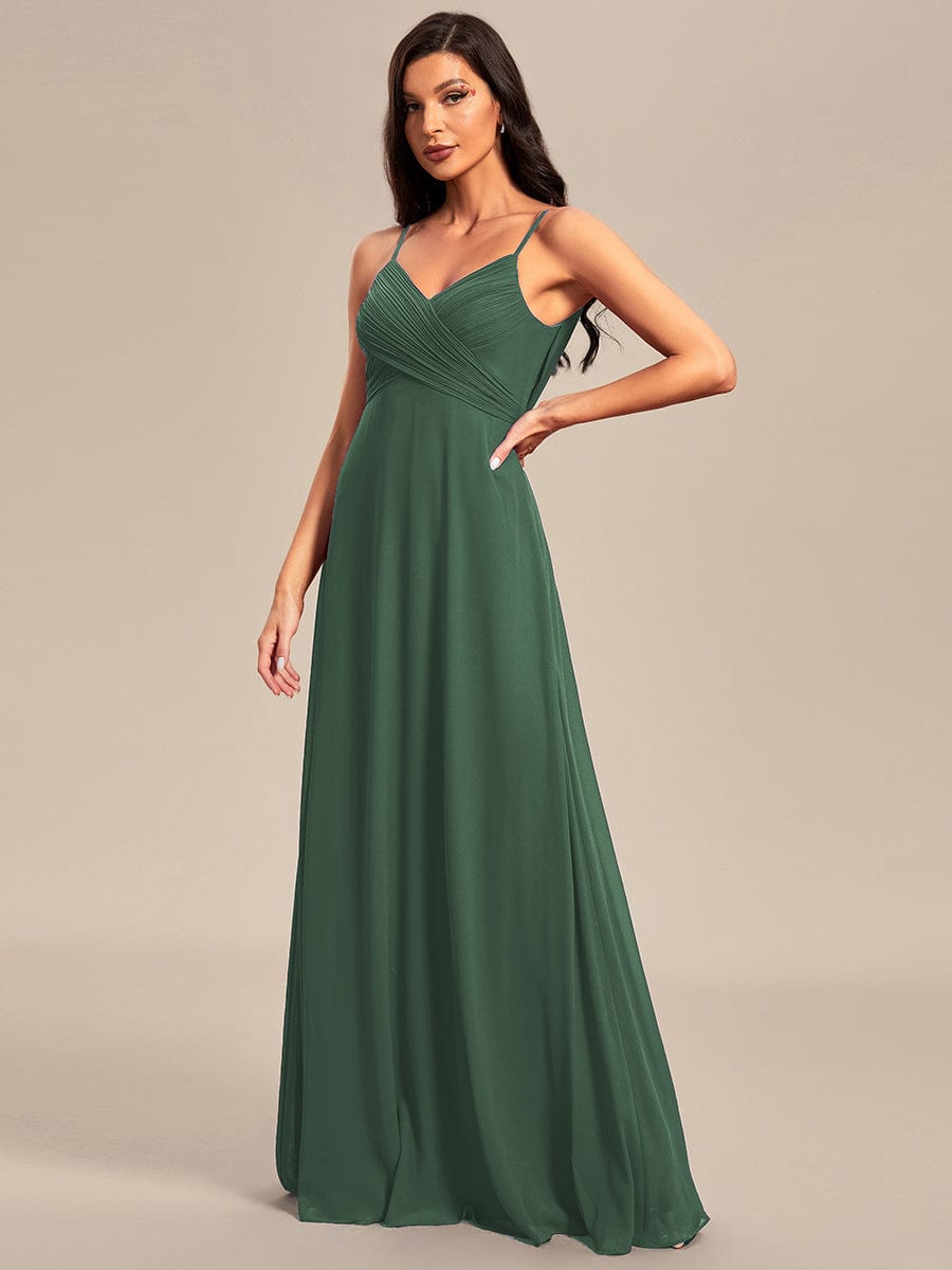 Criss-Cross V-Neck Chiffon Backless A-Line Bridesmaid Dress #color_Eucalyptus