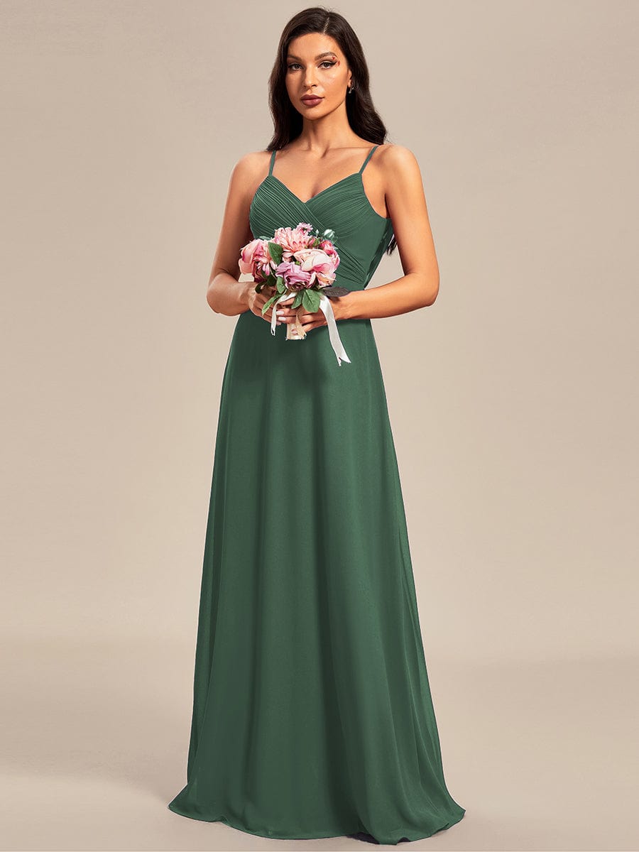 Criss-Cross V-Neck Chiffon Backless A-Line Bridesmaid Dress #color_Eucalyptus